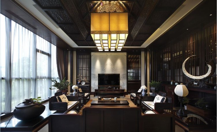 中式别墅客厅照明设计
