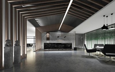 新中式风企业办公室照明设计方案|中式办公空间照明设计案例