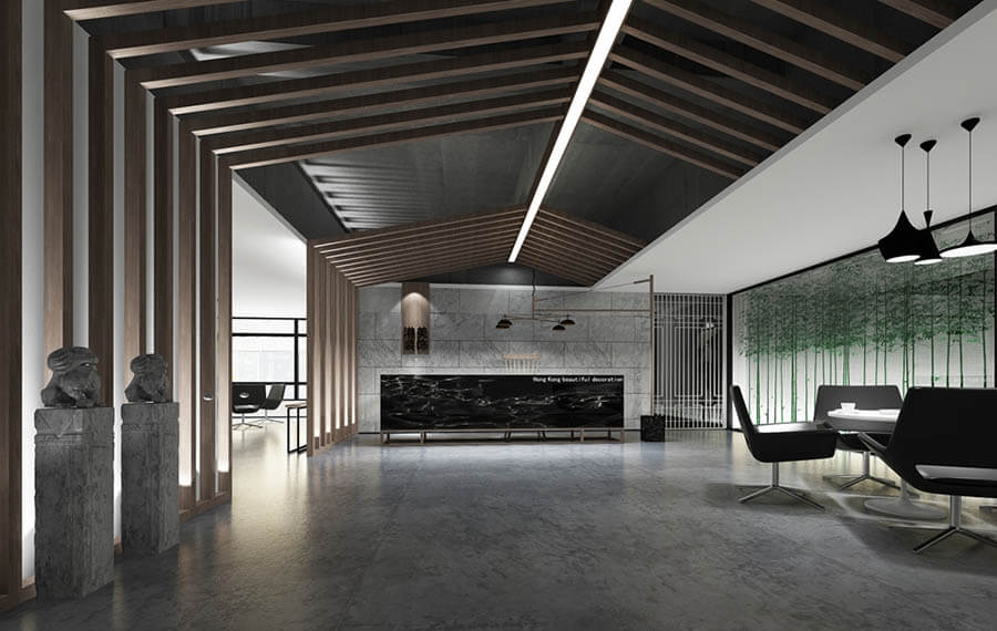 新中式风企业办公室照明设计方案