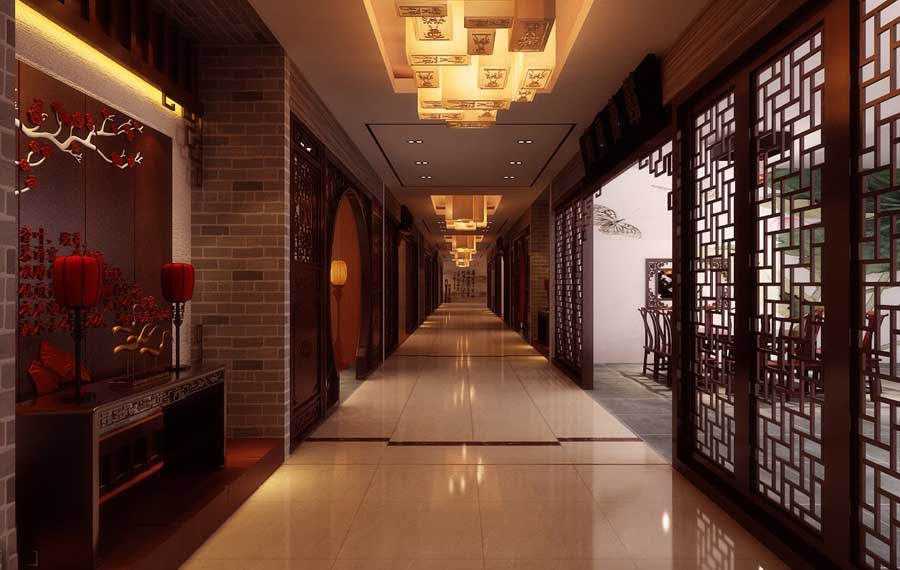 中式酒店客房走廊灯光设计方案