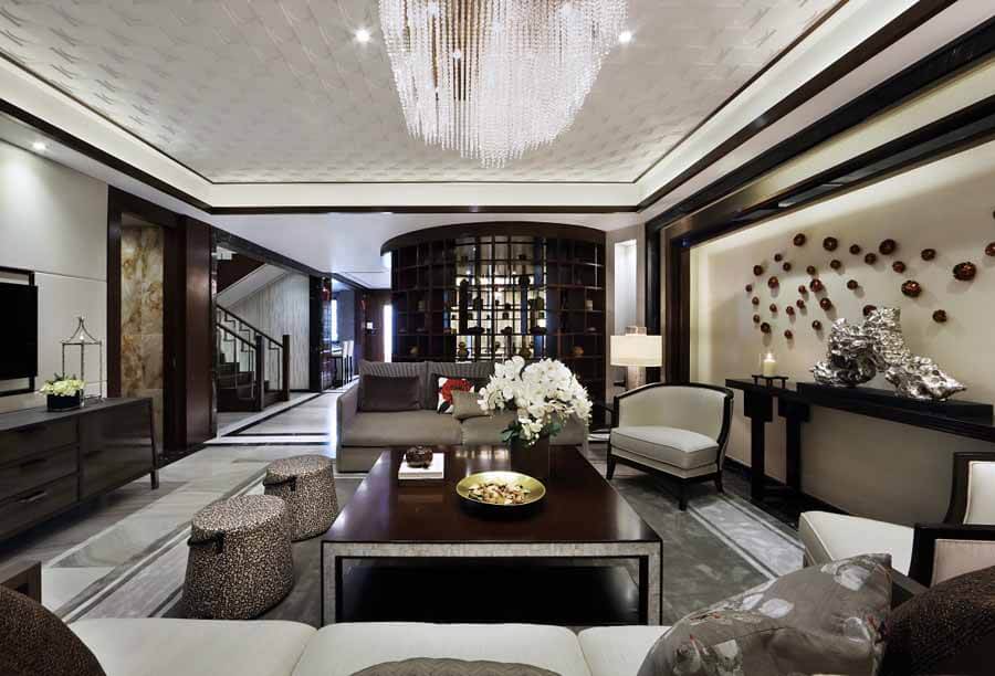 新中式风格别墅客厅照明设计