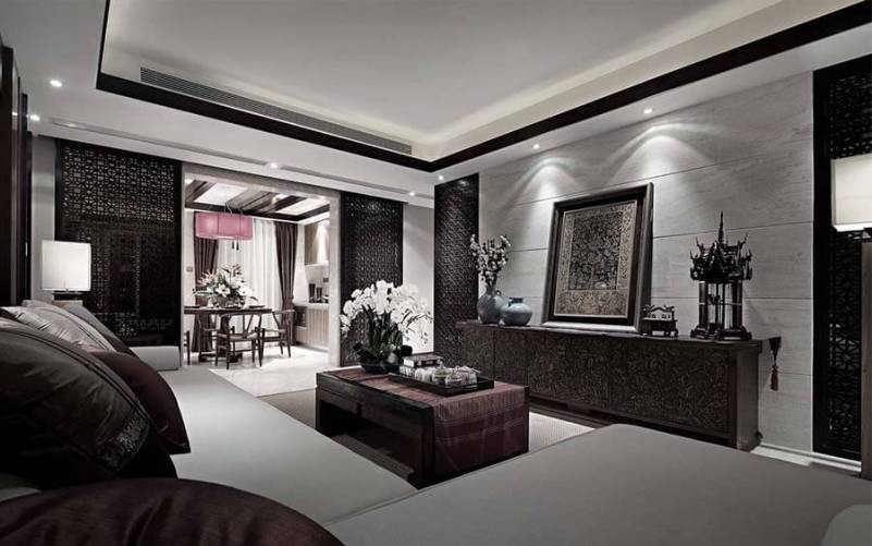 现代中式别墅客厅照明设计公司