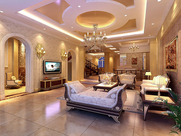 欧式风格别墅客厅照明设计方案