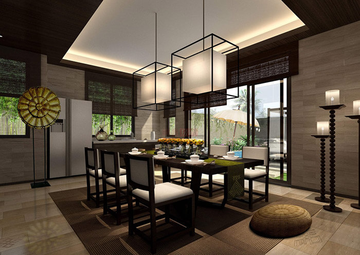 新中式别墅正餐厅灯光设计方案