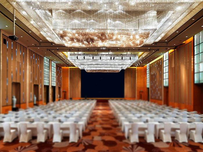 酒店宴会厅组合大型水晶灯定制效果图案列