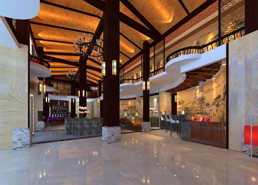 现代中式酒店大堂灯光设计 新中式酒店大厅照明设计