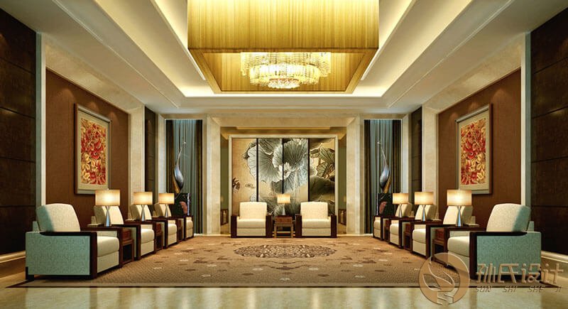中式风格商务酒店商务会议厅照明设计方案