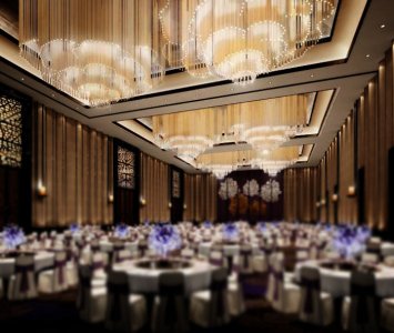 酒店宴会厅水晶灯 照明设计安装效果图 孙氏设计