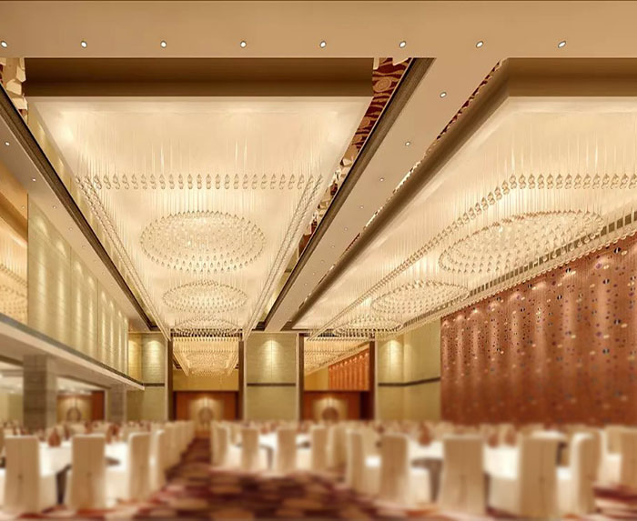 酒店宴会厅大型水晶灯非标定制案例效果图